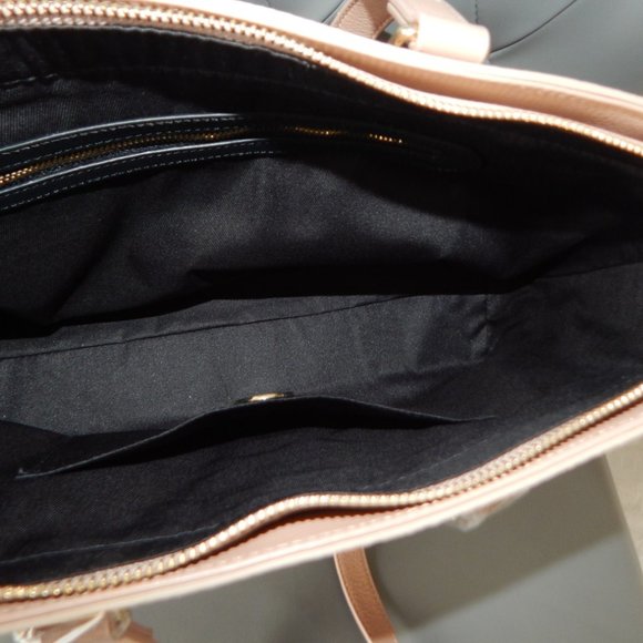 NWT LOVE MOSCHINO Pebbled Leather Top Zipper LARGE Satchel Shoulder Bag in Taupe - Picture 9 of 9